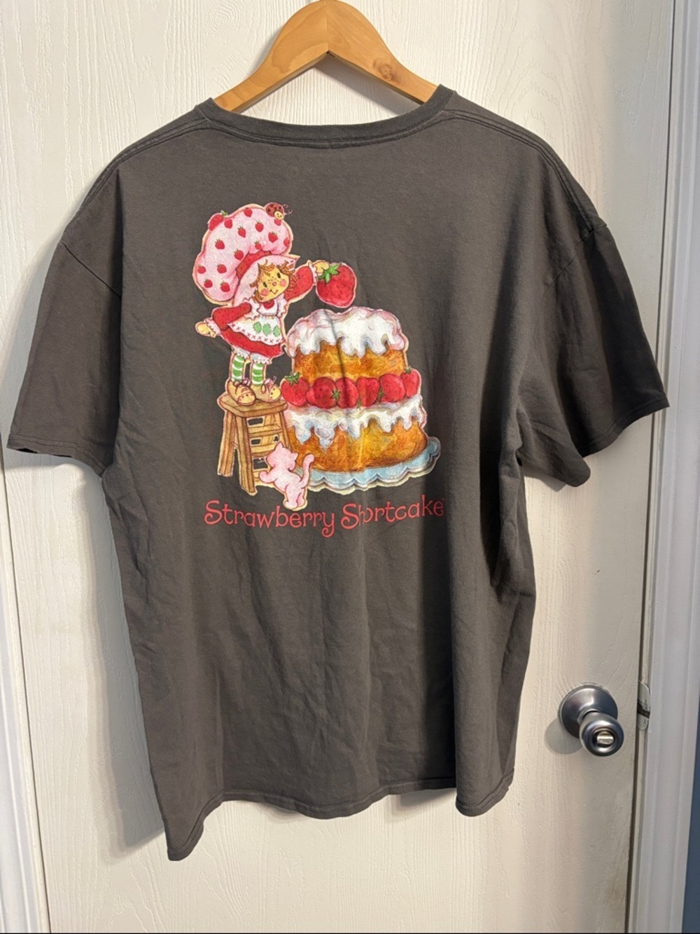 Charcoal Short Sleeve Tee with Strawberry Patch